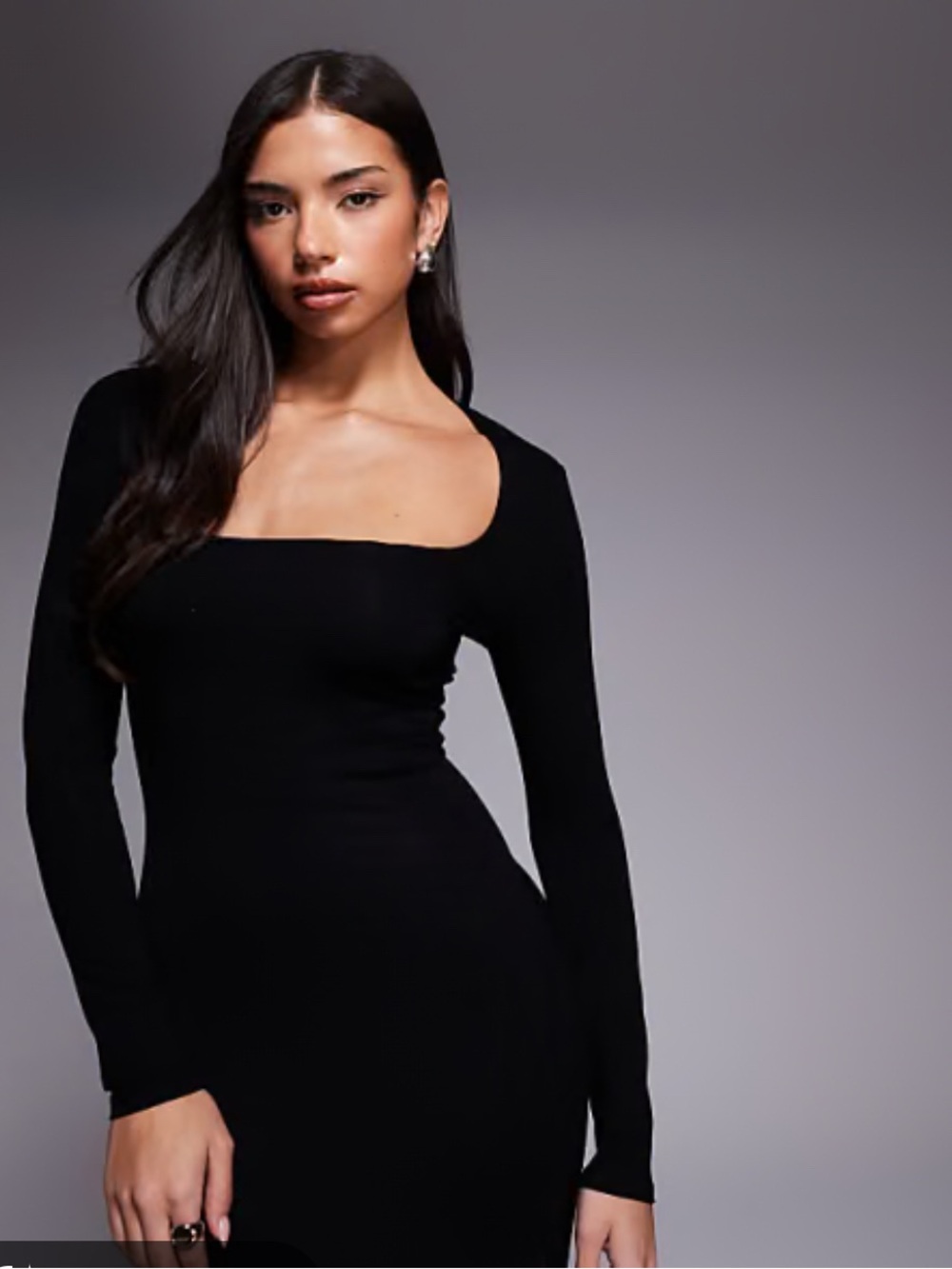 ASOS Black Long Sleeve Maxi Gown elegant and simple
